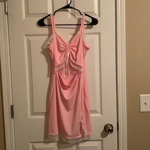 Baby pink cutout dress